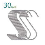 30 Pack Large S Shaped Hanging Hooks, S Hangers for Kitchen, Office, Bathroom, Cloakroom and Garden, Heavy Duty S Hooks by KRENDR
