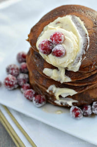 Gingerbread Pancakes with Sugared Cranberries