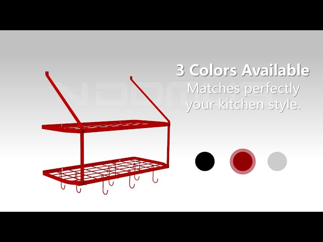 VDOMUS 2 Tier Wall Mount Pot Rack