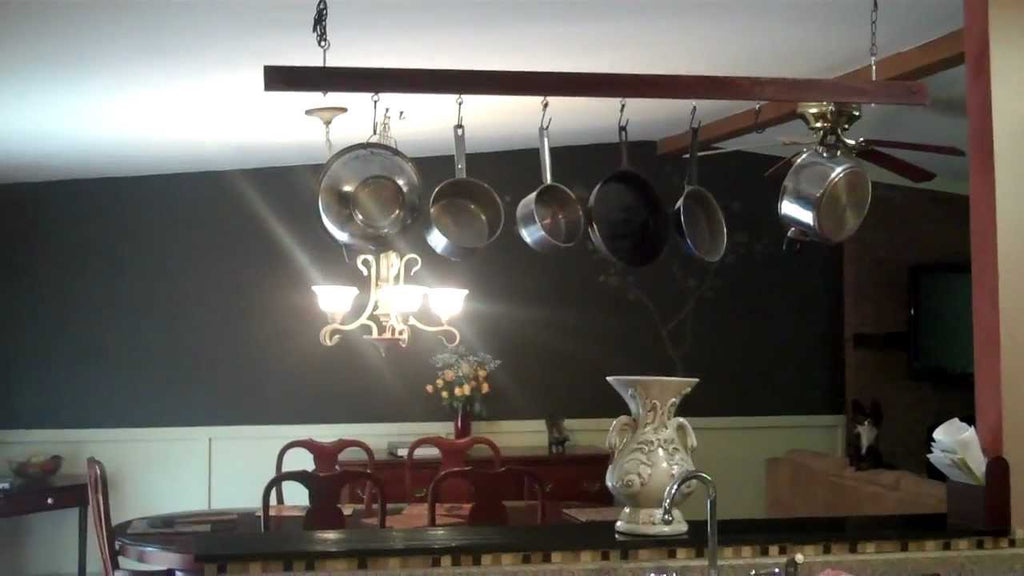 An easy affordable way to make your own pot rack to store those pots and pans! Quick, easy and cheap