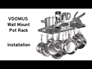 A short video of our wall mount installation of the Vdomus square-grid pot rack from Amazon
