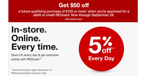 Get $50 off $100 or More With New Target REDcard! (Perfect To Use on Christmas Shopping!)