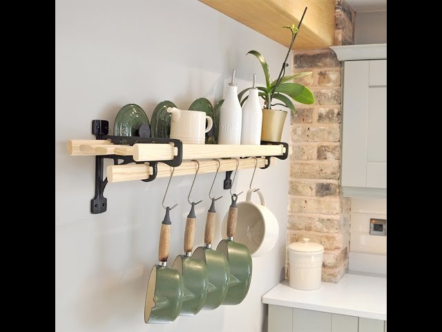 Immensely practical our wall mounted cast iron and pine shelf rack will grace any kitchen and is exclusively designed by Cast in Style®