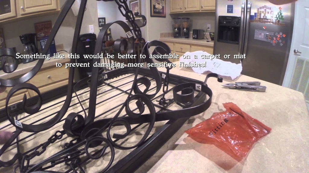 Hanging Pot Rack Over Kitchen Island Unbox Assembly Install Ceiling Mount Video by KungFuMaintenance (5 years ago)