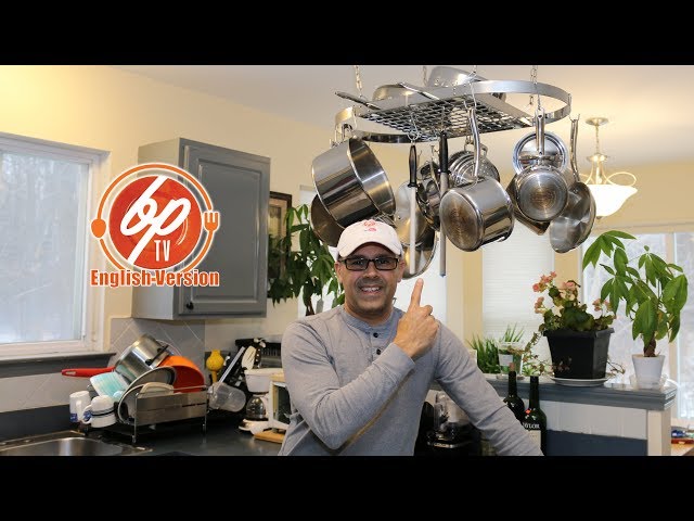 How to save space in your kitchen cabinet - Stainless Steel Ceiling Pot Hanging Rack Stainless Steel Rack: ...