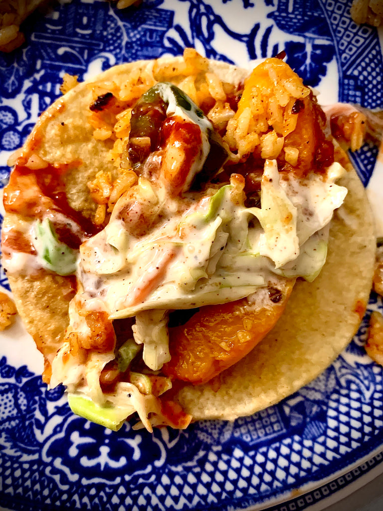 Fried Canned-Peach Smokey Vegan BBQ Street Tacos