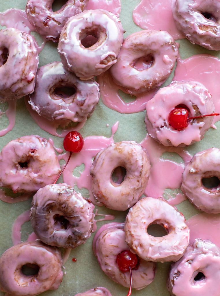 Cherry Donuts with Bourbon Glaze.