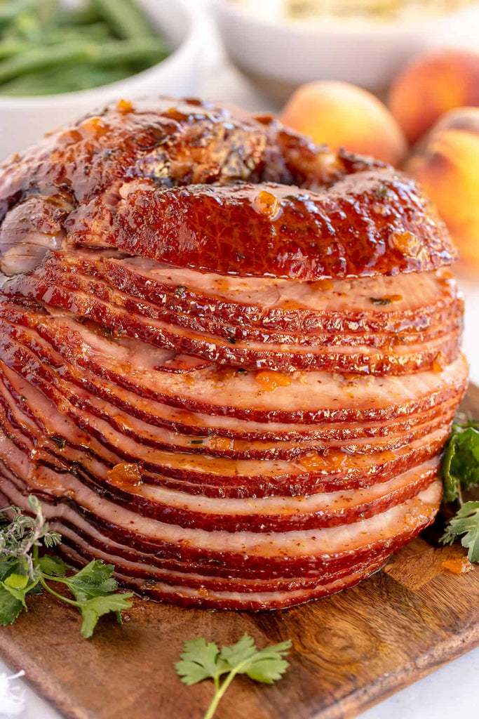Slow Cooker Ham with Peach Thyme Glaze