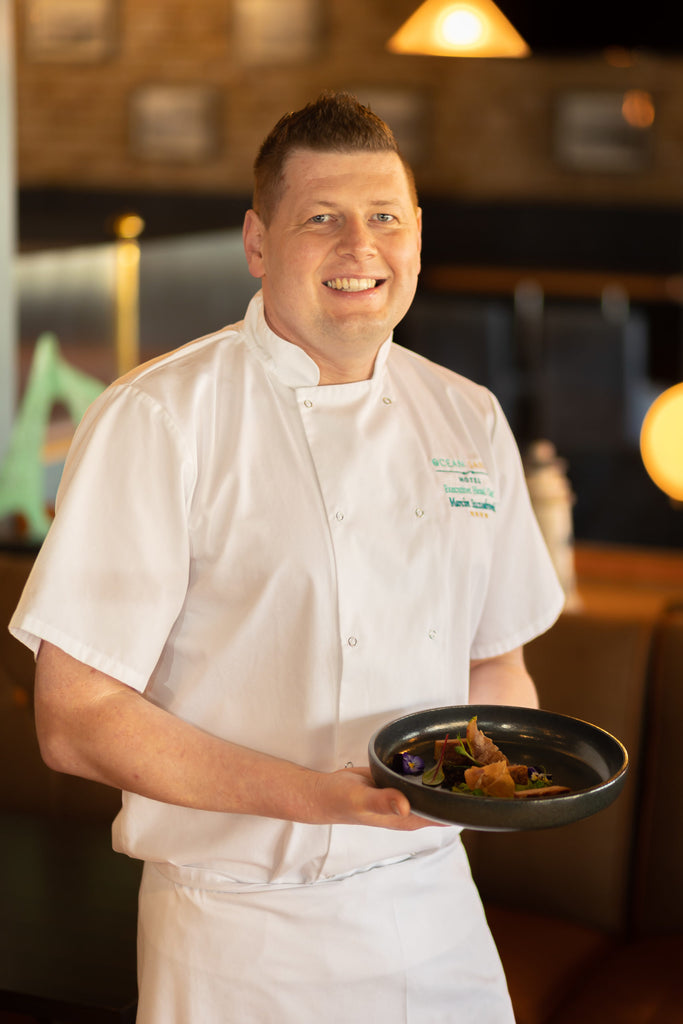 Recipe – Braised pork belly bites with spiced pea purée – Ocean Sands Hotel