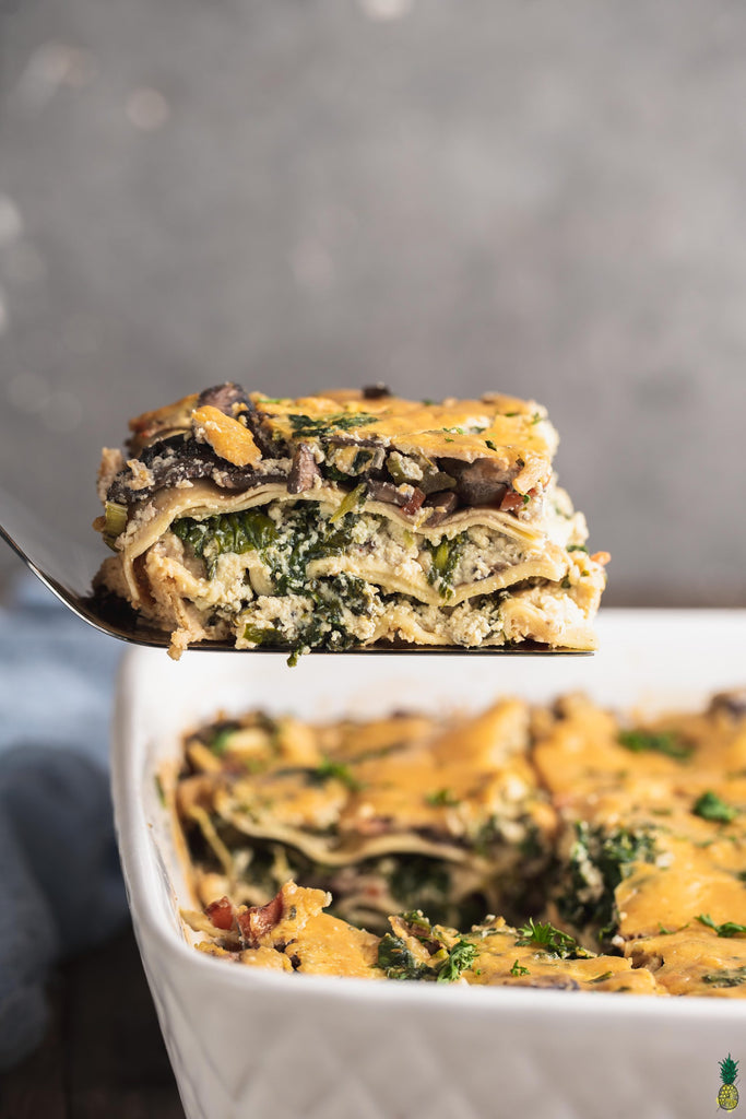 Vegan White Lasagna w/ Mushrooms & Spinach
