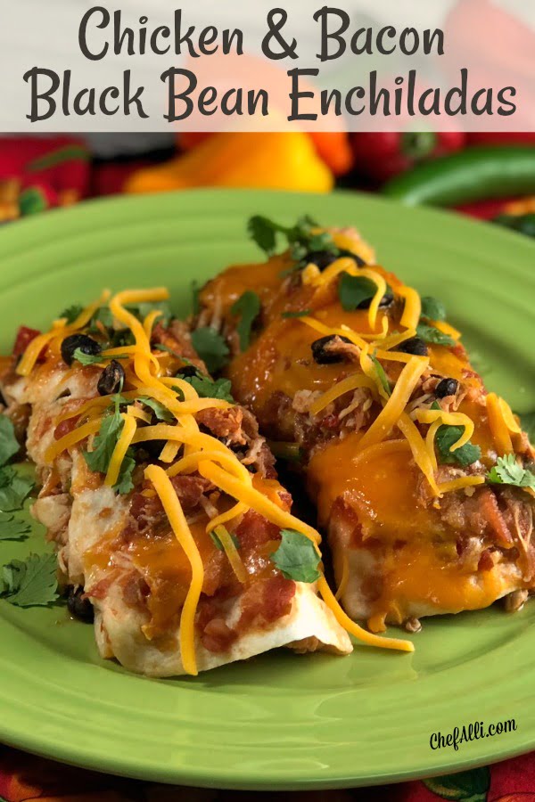 Chicken and Bacon Black Bean Enchiladas
