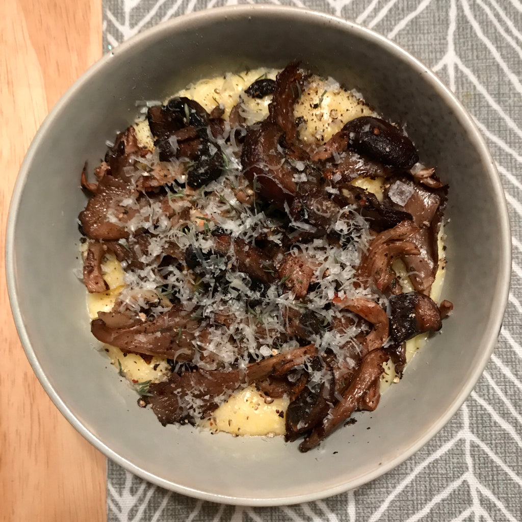 oven polenta with roasted mushrooms and thyme