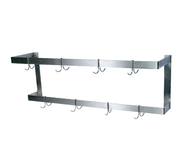 BK Resources Pot Rack Wall Mount, Double Bar, 60"W x 12"D, Stainless Steel