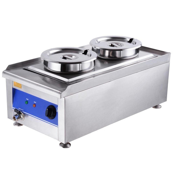 1200W Commercial Dual Countertop Steam Table Food Warmer Kitchen