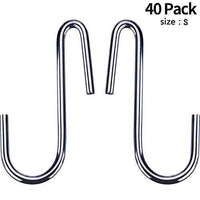 40 Pack Heavy Duty S Hooks Stainless Steel S Shaped Hooks Hanging Hangers for Kitchenware Spoons Pans Pots Utensils Clothes Bags Towers Tools Plants (Silver)