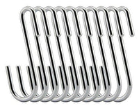RuiLing Chrome Finish Steel S hook Cookware Universal Pot Rack Hooks Sturdy Hanging Hooks - Multiple uses for Kitchenware , Pots , Utensils , Plants , Towels - Set of 10