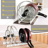 Advutils Expandable Pots and Pans Organizer Rack for Cabinet - Holds 7 Pans & Lids to Keep Cupboards Tidy - Adjustable Bakeware Rack for Kitchen and Pantry