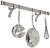 Enclume Premier 36-Inch Rolled End Bar, Wall or Ceiling, Pot Rack, Use with Wall Brackets or Captain Hooks, Stainless Steel