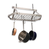 Retro Rectangle Ceiling Pot Rack w 12 Hooks, 2 S Hooks & 6" Chain - Enclume Design Products