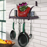 24" Rack It Up Bookshelf Wall Rack, w Curved Arms, Welded Frame & 8 Hooks