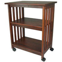 Mission Style Kitchen Microwave Cart in Chestnut - Made in USA