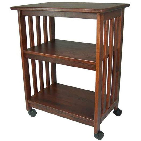 Mission Style Kitchen Microwave Cart in Chestnut - Made in USA