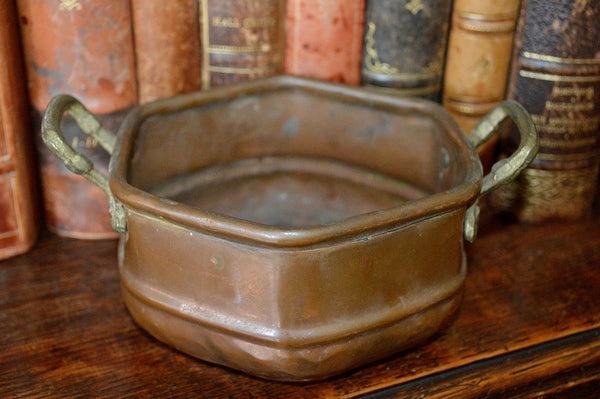 Antique French Copper Pot Bronze Handles Rustic French Country
