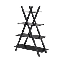 X-Shape 4-Tier Display Shelf Rack Potting Ladder-Black
